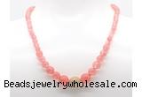 GMN7339 cherry quartz graduated beaded necklace & bracelet set