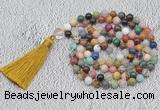 GMN735 Hand-knotted 8mm, 10mm colorfull gemstone 108 beads mala necklaces with tassel