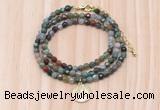 GMN7404 4mm faceted round tiny Indian agate beaded necklace with constellation charm