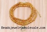 GMN7409 4mm faceted round tiny yellow jade beaded necklace with constellation charm