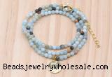 GMN7412 4mm faceted round tiny amazonite beaded necklace with constellation charm