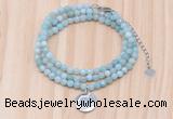 GMN7413 4mm faceted round tiny amazonite beaded necklace with constellation charm