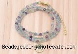 GMN7414 4mm faceted round tiny fluorite beaded necklace with constellation charm