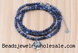 GMN7417 4mm faceted round tiny sodalite beaded necklace with constellation charm