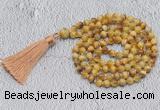 GMN742 Hand-knotted 8mm, 10mm golden tiger eye 108 beads mala necklaces with tassel