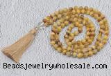 GMN743 Hand-knotted 8mm, 10mm golden tiger eye 108 beads mala necklaces with tassel