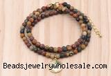 GMN7432 4mm faceted round tiny picasso jasper beaded necklace with constellation charm