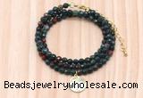 GMN7436 4mm faceted round tiny Indian bloodstone beaded necklace with constellation charm