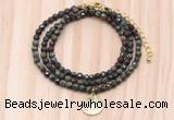 GMN7438 4mm faceted round tiny dragon blood jasper beaded necklace with constellation charm