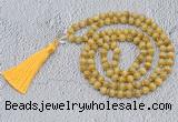 GMN745 Hand-knotted 8mm, 10mm golden tiger eye 108 beads mala necklaces with tassel