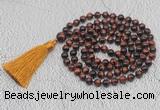 GMN748 Hand-knotted 8mm, 10mm red tiger eye 108 beads mala necklaces with tassel