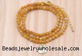 GMN7509 4mm faceted round tiny yellow jade beaded necklace with letter charm