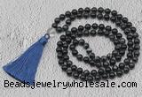 GMN751 Hand-knotted 8mm, 10mm blue tiger eye 108 beads mala necklaces with tassel