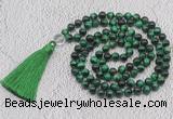 GMN757 Hand-knotted 8mm, 10mm green tiger eye 108 beads mala necklaces with tassel