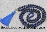 GMN759 Hand-knotted 8mm, 10mm blue tiger eye 108 beads mala necklaces with tassel