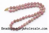 GMN7623 18 - 36 inches 8mm, 10mm matte pink fossil jasper beaded necklaces