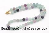 GMN7635 18 - 36 inches 8mm, 10mm matte fluorite beaded necklaces