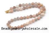 GMN7636 18 - 36 inches 8mm, 10mm matte sunstone beaded necklaces