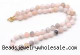 GMN7637 18 - 36 inches 8mm, 10mm matte natural pink opal beaded necklaces