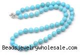 GMN7701 18 - 36 inches 8mm, 10mm round blue howlite beaded necklaces