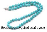 GMN7702 18 - 36 inches 8mm, 10mm round turquoise beaded necklaces
