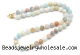 GMN7703 18 - 36 inches 8mm, 10mm round amazonite beaded necklaces