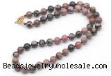 GMN7717 18 - 36 inches 8mm, 10mm round rhodonite beaded necklaces