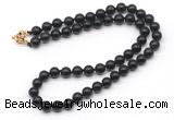 GMN7724 18 - 36 inches 8mm, 10mm round black obsidian beaded necklaces