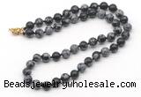 GMN7725 18 - 36 inches 8mm, 10mm round snowflake obsidian beaded necklaces