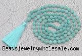 GMN773 Hand-knotted 8mm, 10mm amazonite 108 beads mala necklaces with tassel