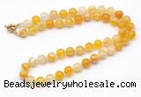 GMN7743 18 - 36 inches 8mm, 10mm round yellow banded agate beaded necklaces