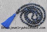 GMN775 Hand-knotted 8mm, 10mm dumortierite 108 beads mala necklaces with tassel