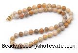 GMN7753 18 - 36 inches 8mm, 10mm round fossil coral beaded necklaces