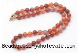 GMN7758 18 - 36 inches 8mm, 10mm round fire agate beaded necklaces