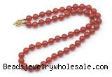 GMN7759 18 - 36 inches 8mm, 10mm round red agate beaded necklaces