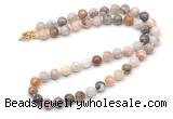 GMN7764 18 - 36 inches 8mm, 10mm round bamboo leaf agate beaded necklaces