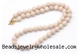 GMN7770 18 - 36 inches 8mm, 10mm round white fossil jasper beaded necklaces