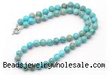 GMN7788 18 - 36 inches 8mm, 10mm round blue sea sediment jasper beaded necklaces