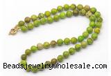 GMN7789 18 - 36 inches 8mm, 10mm round green sea sediment jasper beaded necklaces