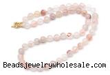 GMN7793 18 - 36 inches 8mm, 10mm round pink quartz beaded necklaces