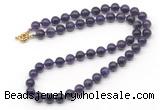 GMN7797 18 - 36 inches 8mm, 10mm round amethyst beaded necklaces