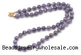 GMN7798 18 - 36 inches 8mm, 10mm round dogtooth amethyst beaded necklaces