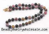GMN7811 18 - 36 inches 8mm, 10mm round tourmaline beaded necklaces