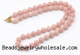 GMN7829 18 - 36 inches 8mm, 10mm round Chinese pink opal beaded necklaces