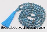 GMN788 Hand-knotted 8mm, 10mm apatite 108 beads mala necklace with tassel