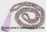 GMN813 Hand-knotted 8mm, 10mm lepidolite 108 beads mala necklace with tassel