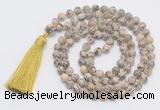 GMN819 Hand-knotted 8mm, 10mm feldspar 108 beads mala necklace with tassel