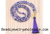 GMN8204 18 - 36 inches 8mm dogtooth amethyst 54, 108 beads mala necklace with tassel