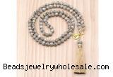 GMN8218 18 - 36 inches 8mm feldspar 54, 108 beads mala necklace with tassel