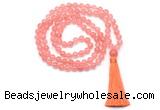 GMN8401 8mm, 10mm cherry quartz 27, 54, 108 beads mala necklace with tassel